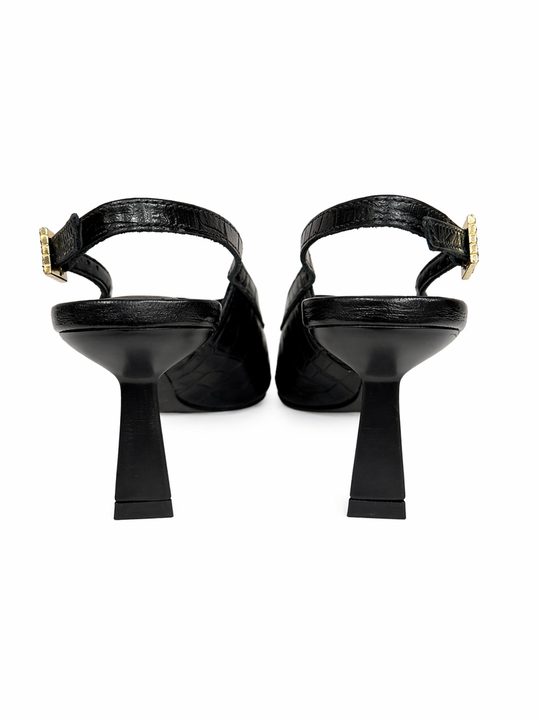 Scarpin Slingback Italiano Lua - Preto Croco